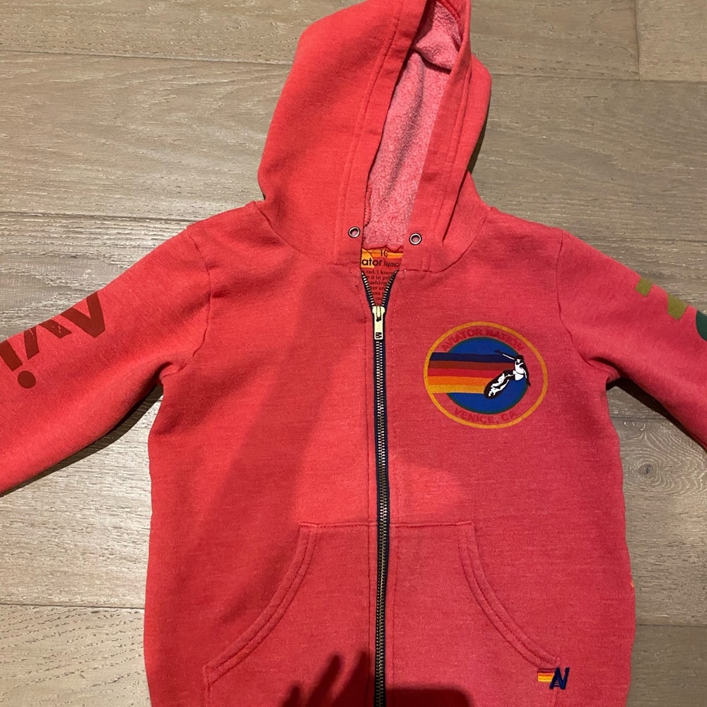 Aviator Nation Girls red kids Zip Up Sweatshirt size 10